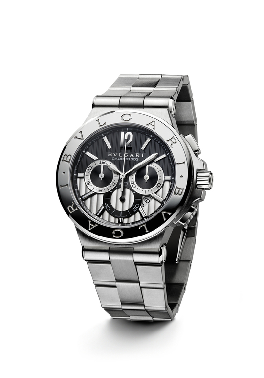 Bulgari Luxury Watch Diagono Black Chronograph Stainless Steel