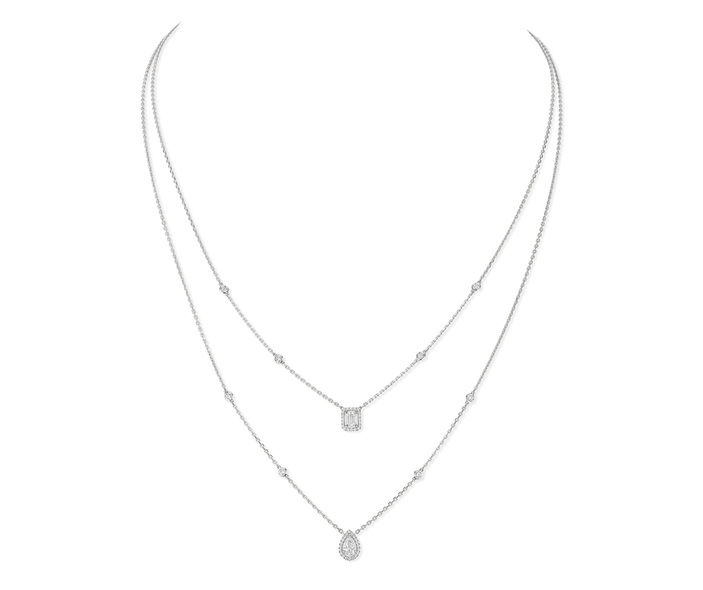 Shop Messika My Twin Diamond & 18K White Gold Two-Row Necklace