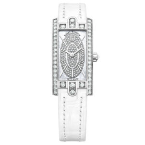 Harry Winston Avenue C Mini 18K White Gold With Alligator Strap