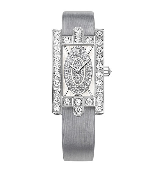Harry Winston Avenue Classic 18K White Gold With Satin Strap