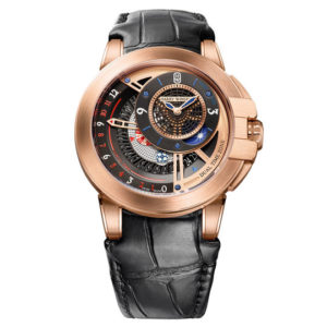 Harry Winston Ocean Dual Time Automatic 18K Rose Gold Alligator Strap