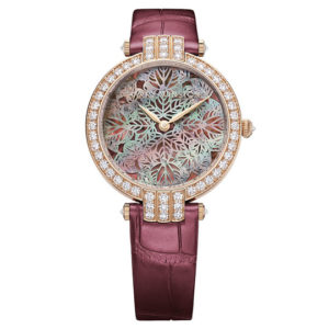 Harry Winston Premier Pearly Lace 18K Rose Gold Burgundy Alligator Strap