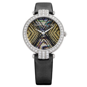 Harry Winston Premier Precious Weaving 18K White Gold Black Satin Strap