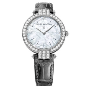 Harry Winston Premier 36mm 18K White Gold Alligator Strap