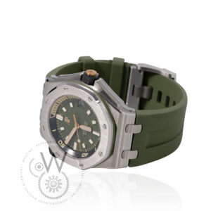 Audemars Piguet Royal Oak Offshore Diver in steel with a khaki green dial and rubber strap.