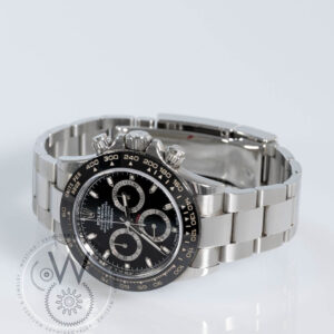 Rolex reference 116500LN, Daytona, black dial, 40mm, Oystersteel on its side