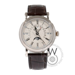 Patek Philippe grand complication perpetual calendar moonphase, 5159G-001,mens pre-owned watch, front view