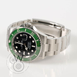 Rolex Submariner Ref. 126610LV “Starbucks” with 41mm stainless steel case, black dial, green ceramic bezel, and Oyster bracelet