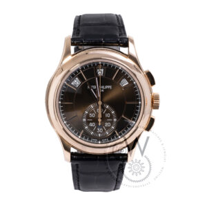 Patek Philippe Complications Flyback Chronograph Annual Calendar Rose Gold 42mm Brown Sunburst Dial 5905R-001 Front View