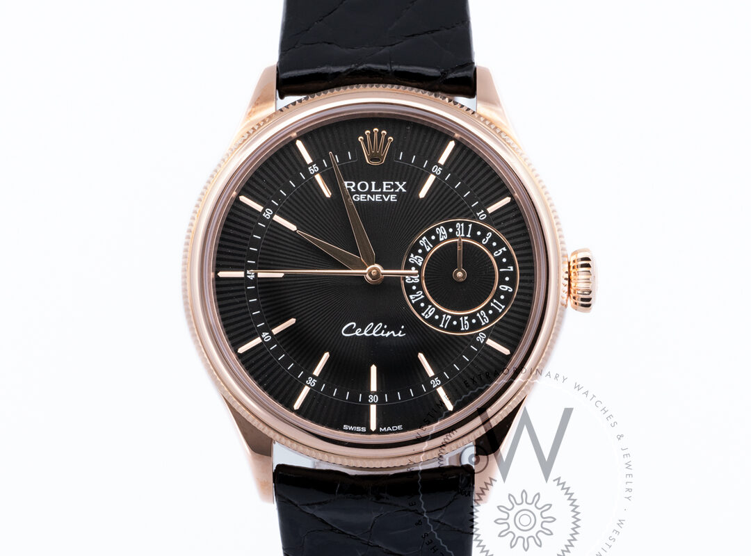 Rolex Cellini 39mm Rose Gold Black Dial Luxury Watch Westime