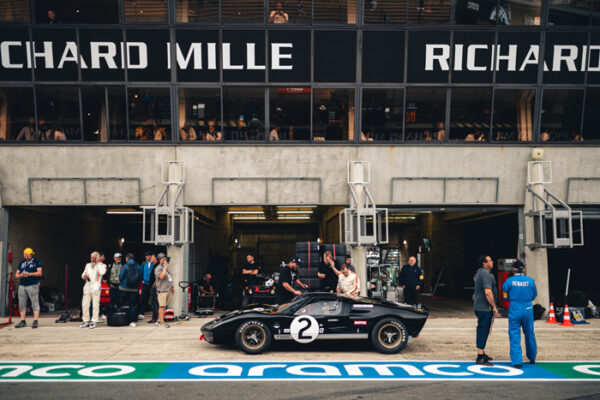 2023 Le Mans Richard Mille race classic car in front of garage