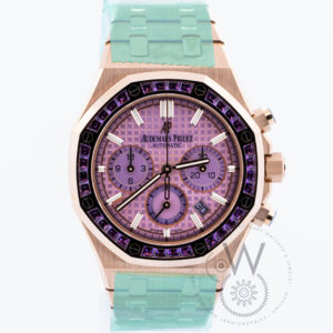 Audemars Piguet Royal Oak Selfwinding Chronograph, a 38mm masterpiece in Pink Gold Bezel, Bracelet, Purple Dial, reference 26319OR.AY.1256OR.01.