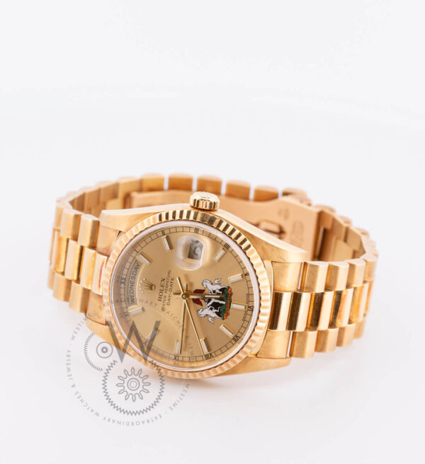 Rolex Daydate Nigerian Coat of Arms Yellow Gold Case Champagne