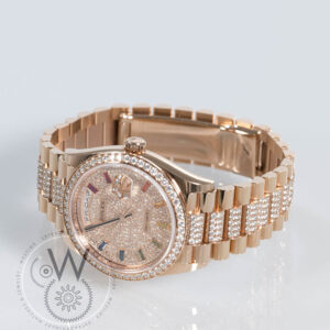 Rolex Day-Date 36 Everose Gold Rainbow 128345RBR side