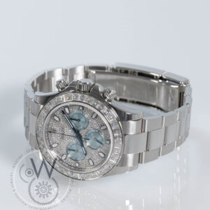 Rolex Cosmograph Daytona Platinum 116576TBR watch on its side