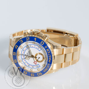 Rolex Yacht-Master II Yellow Gold White Dial 116688 Watch on its side