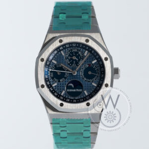 Audemars Piguet Royal Oak Perpetual Calendar in stainless steel with light blue dial, 41mm.