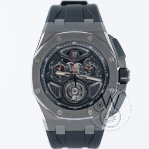 Audemars Piguet , Royal Oak Offshore Selfwinding Flying Tourbillon Chronograph LE 100 pieces - 1 EXTRA BLACK CROC LEATHER STRAP, 26622TI.GG.D002CA.01