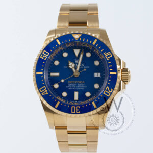 Rolex Sea-Dweller Deepsea 136668LB, 44mm yellow gold case with black Cerachrom bezel and black dial.