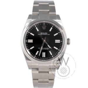 Rolex Oyster Perpetual 41 Ref. 124300, stainless steel case, black dial, Oyster bracelet.