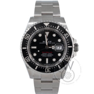 Rolex Sea-Dweller 126600 with a 43mm stainless steel case, black dial, and black ceramic bezel on an Oyster bracelet.