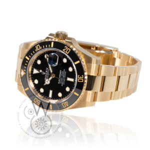 Rolex Submariner 126618LN with a 41mm yellow gold case, black dial, and black ceramic bezel on an Oyster bracelet.