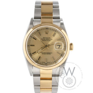 Rolex Datejust Ref. 16203 with yellow gold bezel and champagne dial