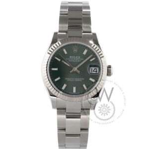 Rolex Datejust 31 Ref. 278274 in all-stainless steel with green dial and fluted bezel