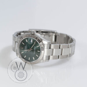 Rolex Datejust 31 Ref. 278274 in all-stainless steel with green dial and fluted bezel