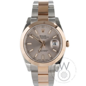 Rolex Datejust Ref. 126301 with silver dial, smooth bezel, and two-tone steel and Everose gold bracelet