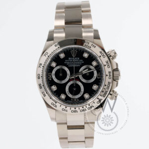 Rolex Daytona Ref. 116509 40mm White Gold with Black Dial and Diamond Hour Markers