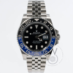 Rolex GMT-Master II 126710BLNR “Batgirl” with black dial, black and blue ceramic bezel, stainless steel Jubilee bracelet