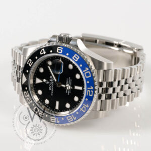 Rolex GMT-Master II 126710BLNR “Batgirl” with black dial, black and blue ceramic bezel, stainless steel Jubilee bracelet