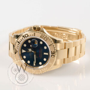 Rolex Yacht-Master 40 Ref. 16628 with yellow gold case, blue dial, and gold bezel